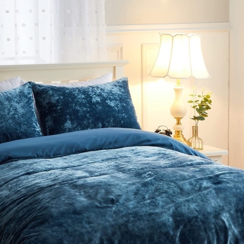 CAROMIO Velvet Duvet Cover Set, King - Lot 460