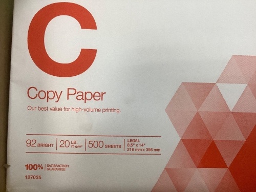 Lot of (14) Reams Staples Legal Copy Paper - Lot 586