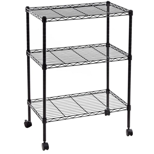 3 Tier Heavy Duty Wire Shelving Unit Rack Rolling Cart w/Casters Shelf Organizer On Wheels - Lot 313