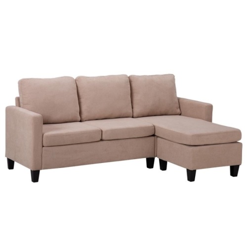 Reversible Sectional Sofa Couch with Reversible Chaise, L-Shaped Couch with Modern Linen Fabric for Small Space (Beige) - Lot 569