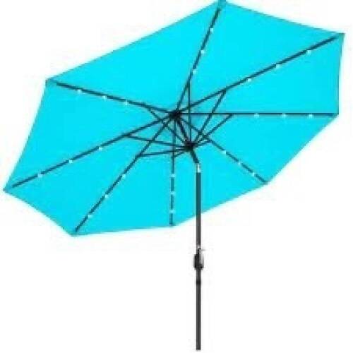 Solar LED Lighted Patio Umbrella w/ Tilt Adjustment, UV-Resistance - 10ft - Lot 3813