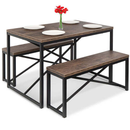 3-Piece Bench Style Dining Furniture Set w/ 2 Benches, Table - Lot 5038