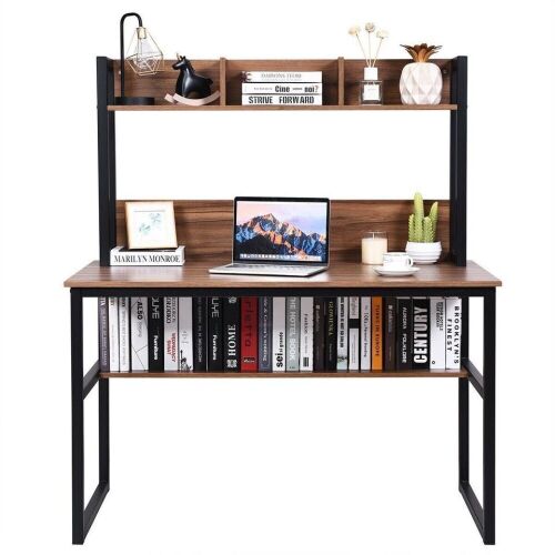 Computer Desk with Hutch and Bookshelf - Walnut - Lot 40