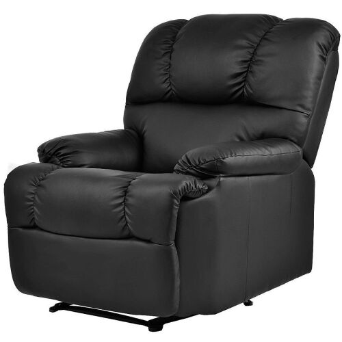 Ergonomic Lounge Chair with Heat and Control - Black - Lot 69