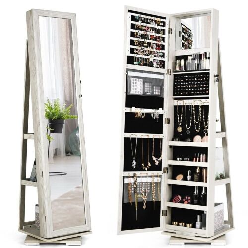 360° Rotatable Armoire 2-in-1 Lockable Mirrored Jewelry Cabinet - Lot 104