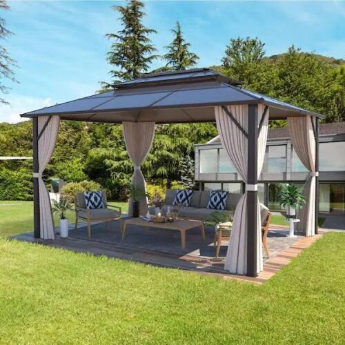 10'x13' Outdoor Gazebo - Bronze - Damaged - Lot 106