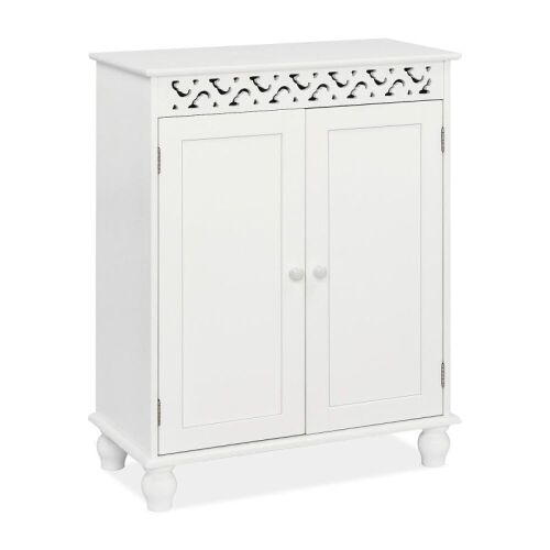 Wooden Bathroom Storage Cabinet - White - Lot 116