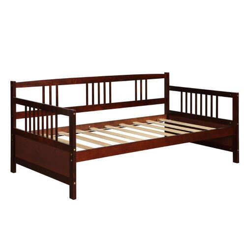Wooden Slats Daybed with Rails - Twin Size, Chocolate - Lot 167