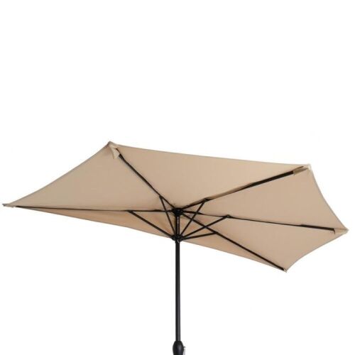 9' Half Round Patio Umbrella - Tan - Lot 448