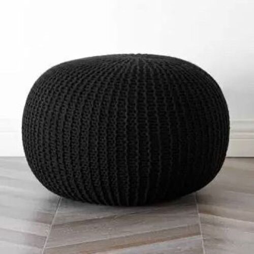 Urban Shop Round Knit Pouf - Black - Lot 455