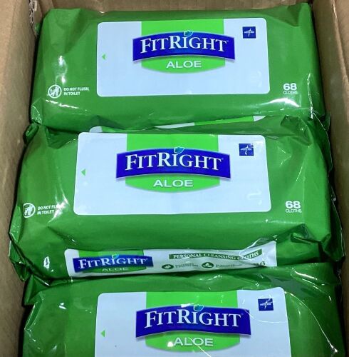 Box of (12) FitRight Aloe Personal Cleansing Cloth Packs - Lot 619