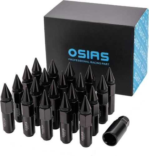 Osias 20-Piece M12x1.5 60MM Racing Lug Nuts with Socket Key - Black Titanium - Lot 732