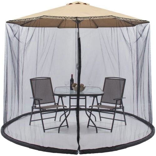 Adjustable Bug Net Accessory for Patio Umbrella w/ Zippered Door - 9ft - Lot 944
