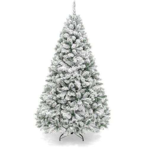 9' Premium Snow Flocked Artificial Pine Christmas Tree w/ Foldable Metal Base - Lot 1115