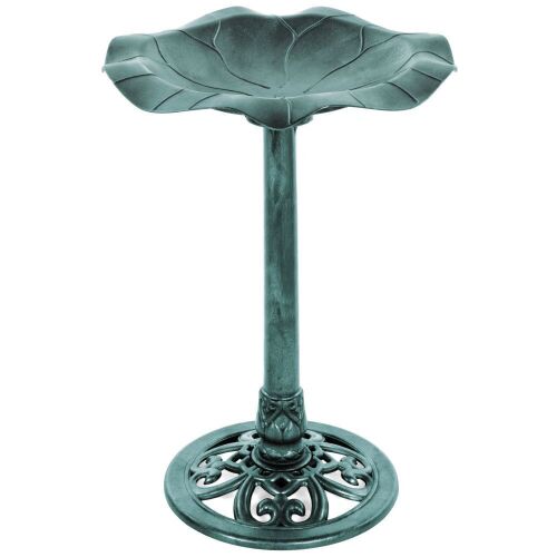 Lily Leaf Pedestal Bird Bath Decoration Accent w/ Floral Accents - Lot 637