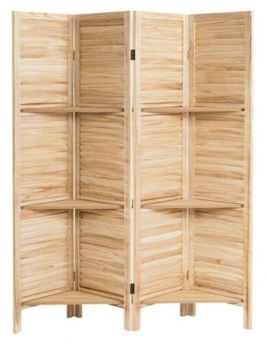 4-Panel Folding Room Divider Screen with 3 Display Shelves - Lot 164