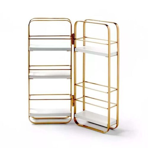 Lot of (2) Foldable Shelf Countertop Organizers - Brass - Lot 863