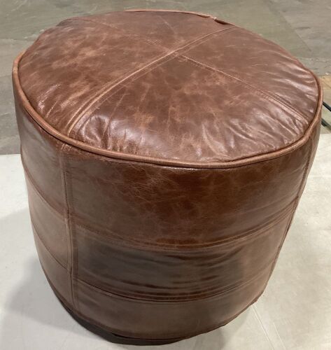 15" Darian Round Pouf - Brown - Lot 323