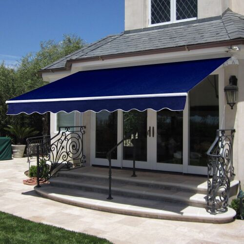 98x80in Retractable Patio Awning, Sun Shade Cover w/ Aluminum Frame, Crank Handle - Lot 243