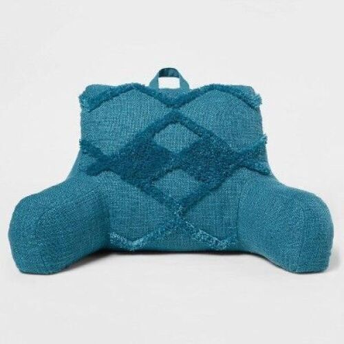 Tufted Textured Bed Rest Pillow - Teal Blue - Lot 851