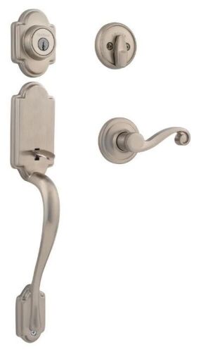 Kwikset Smartkey Arlington Handleset with Lido Lever - Brushed Nickel - Lot 868