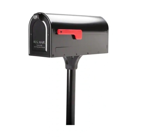 MB1 Black, Medium, Steel, Post Mount Mailbox and 2 in. In-Ground Post Kit - Lot 921