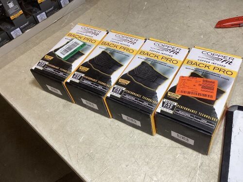 Lot of (4) Copper Fit Back Pro Compression and Support Braces - Lot 327