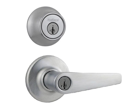 Kwikset Delta Satin Chrome Exterior Combo Pack Door Knob Featuring SmartKey Security - Lot 1096