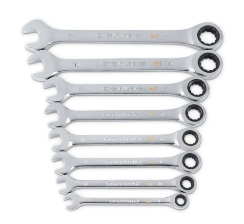 Gearwrench SAE 90-Tooth Combination Ratcheting Wrench Tool Set with Tray, 8 Pc - Lot 938