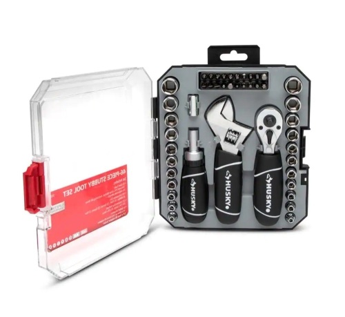 Husky 1/4 in. and 3/8 in. Stubby Ratchet and Socket Set, 46 Piece  - Lot 961
