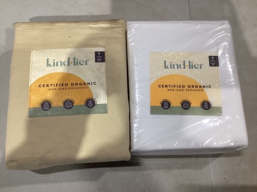 Lot of (2) Kind Lier Certified Organic Twin Sheet Sets, 3 pc  - Lot 1011