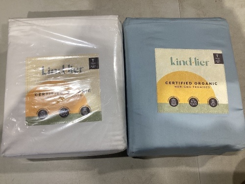 Lot of (2) Kind Lier Certified Organic Twin Sheet Sets, 3 pc  - Lot 1044