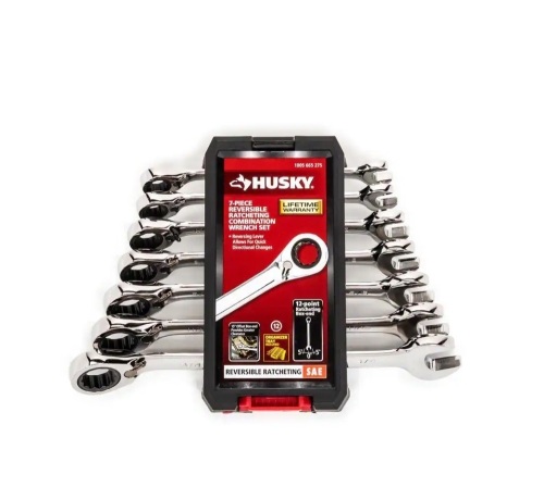Husky Reversible Ratcheting SAE Combination Wrench Set, 7 Pc  - Lot 1065