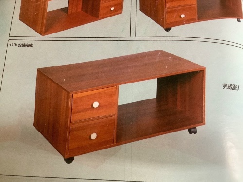 Wheeled Table w/ 2 Drawers, Damaged - Lot 109G