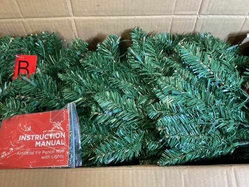 Artificial Fir Pencil Tree w/ Lights - Lot 408
