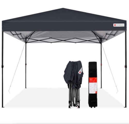One-Person Setup Instant Pop Up Canopy w/ Wheeled Bag - 10x10ft, Gray - Lot 418