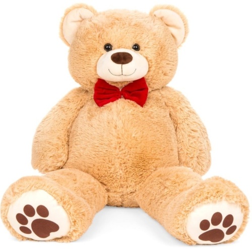 Giant Plush Teddy Bear Stuffed Animal w/ Bow Tie, Paw Prints - 38in, Brown - Lot 286