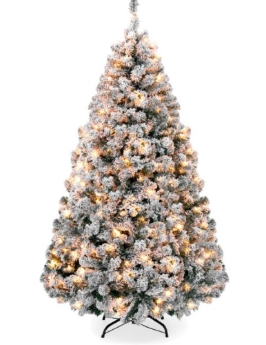 Pre-Lit Snow Flocked Artificial Pine Christmas Tree w/ Warm White Lights, 7.5ft - Lot 292