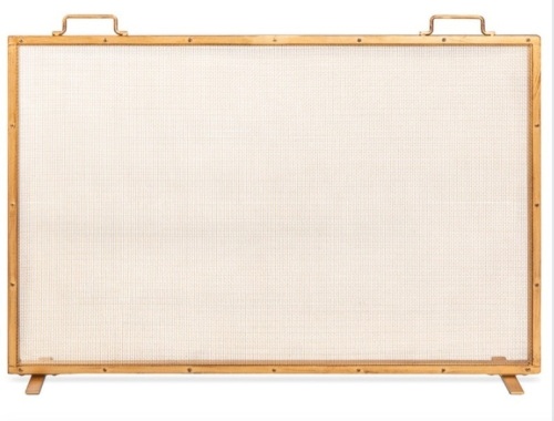Single Panel Handcrafted Steel Mesh Fireplace Screen w/ Handles - 38x27in - Lot 437