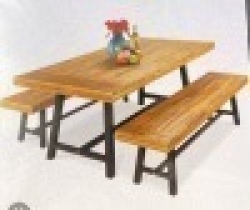 3-Piece Indoor Outdoor Acacia Wood Dining Table - Lot 237