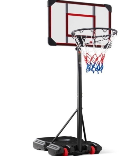 Kids Height-Adjustable Basketball Hoop, Portable Backboard System w/ Wheels, Clear Blackboard - Lot 158