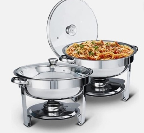 TOOCAPRO Chafing Dish Buffet Set, 2Pack Round Chafers and Buffet Warmers, Stainless Steel, 4-Quart - Lot 327