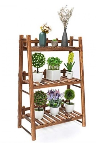 TOOCA 3-Tier Plant Shelf, 24" x 12" x 35", Carbonized, May Be Missing Hardware - Lot 468