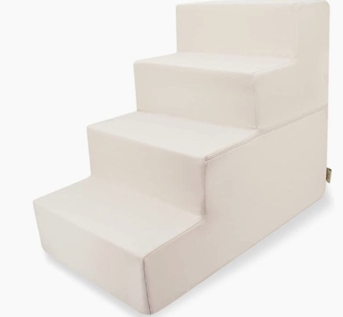 Foldable Pet Steps for Small to Medium Dogs/Cats, Ivory, 4-Step - Lot 372