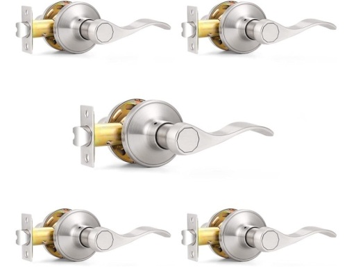 Probrico Lever Door Handles, Satin Nickel, 5 Pack - Lot 247