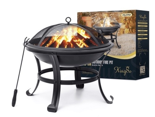 KingSo 22" Wood Burning Fire Pit, Black Steel - Lot 283