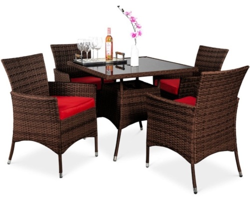 5-Piece Wicker Patio Dining Table Set w/ 4 Chairs - Lot 10