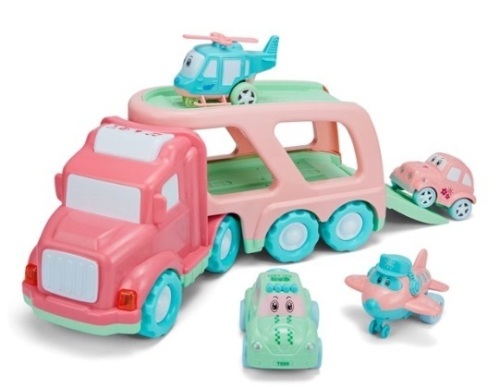 Toy Carrier Truck with Cartoon Cars - Lot 177