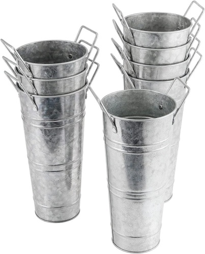 8 Pack Galvanized Metal Vases - Lot 196