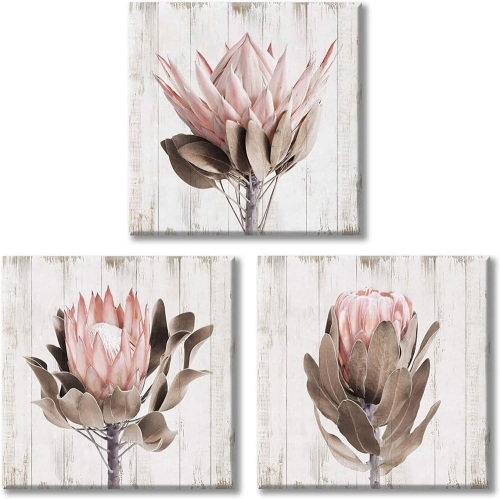 3 pc - 12x12 Pink Floral Picture Wall Art - Lot 306